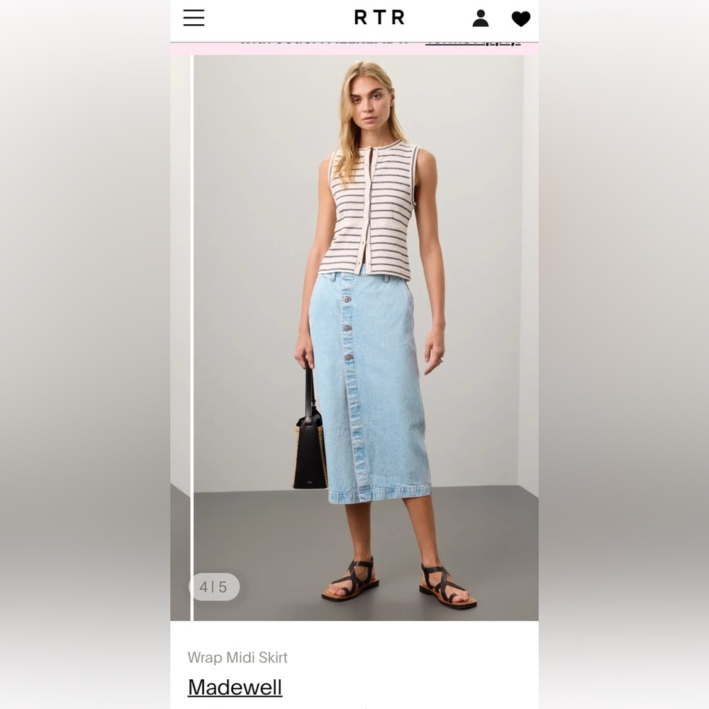 Madewell Light Blue Denim Button-Front Wrap Midi Skirt Size 31